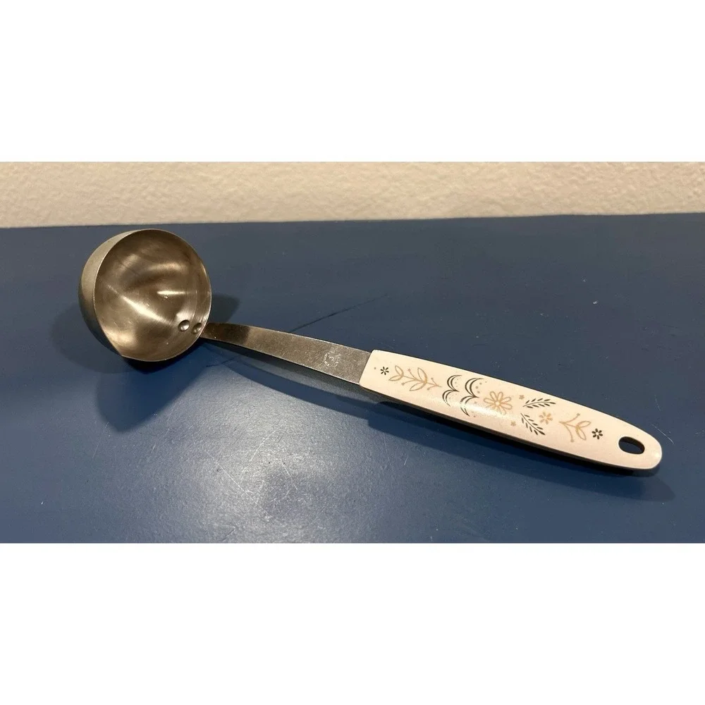 Flint Stainless Steel Ladle USA Vintage Woodland Floral Handle Kitchen Utensil